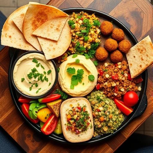 Mezzé libanais servi en plusieurs coupelles