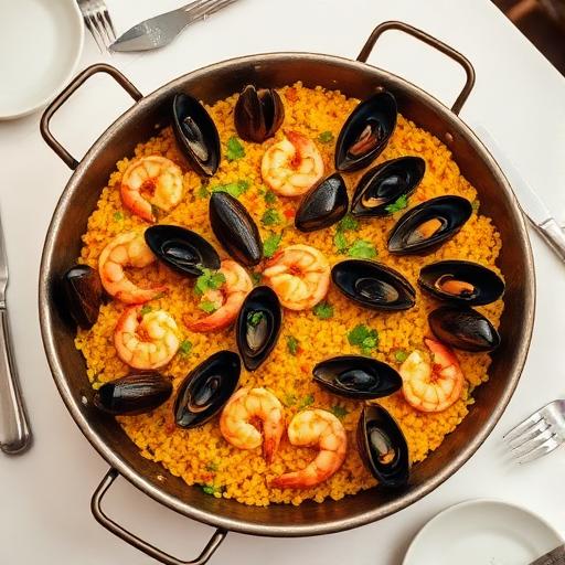 Paella espagnole aux fruits de mer